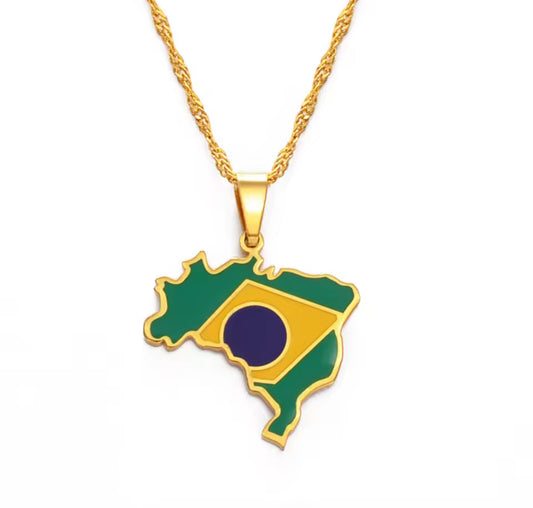 Brazil Map Necklace