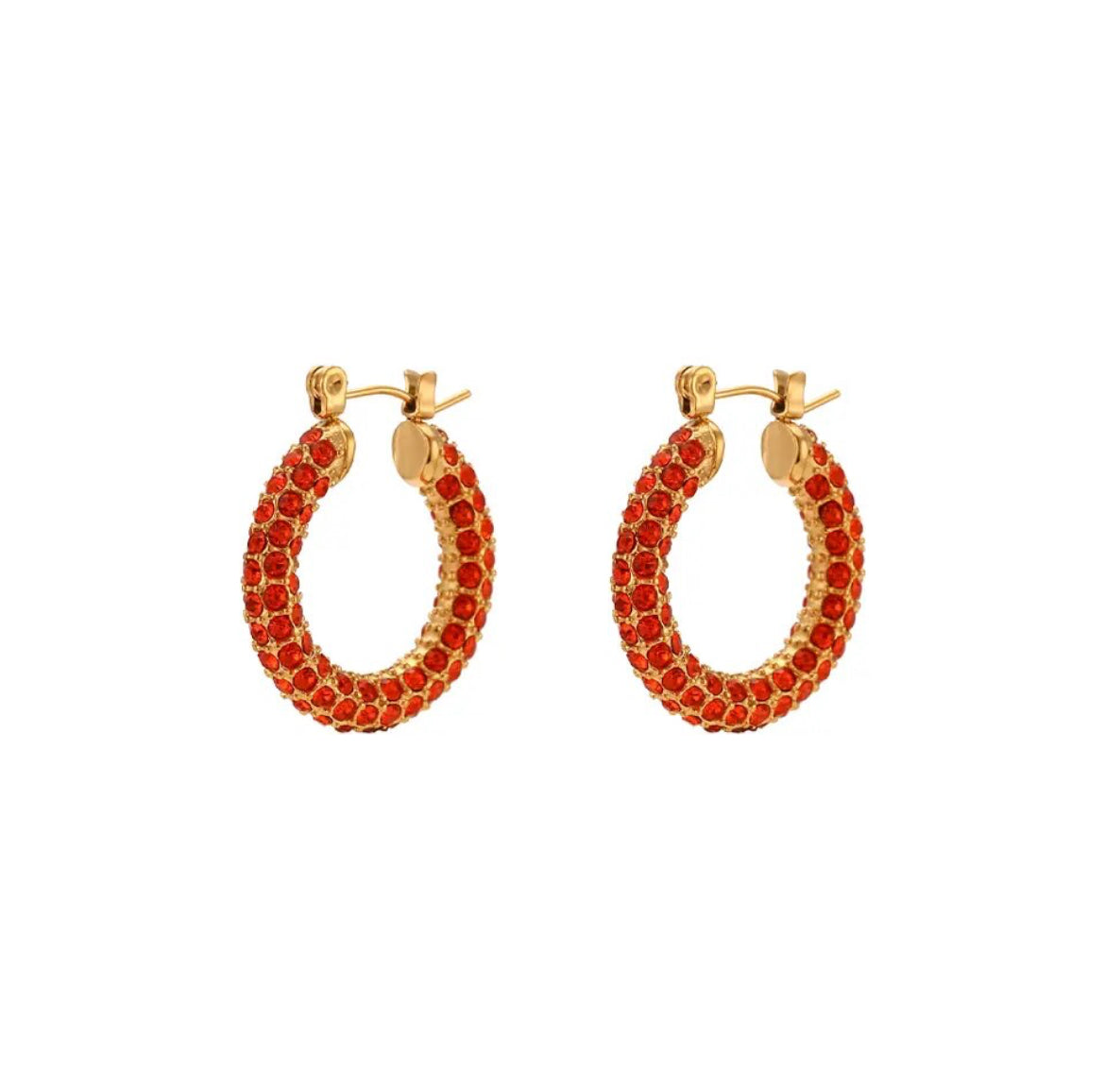 Orange hoops earrings