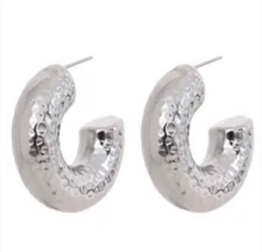 Chunky Silver Hoops