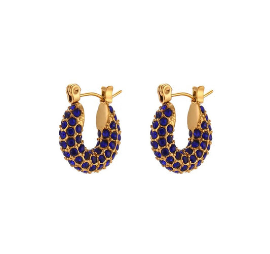 Mini blue hoops earrings