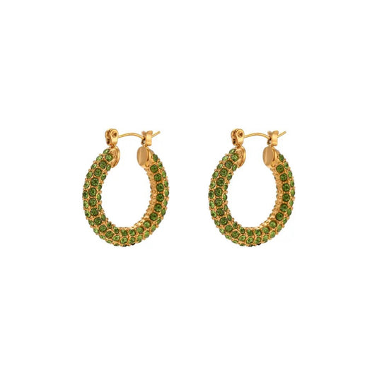 Green light Hoop Earrings